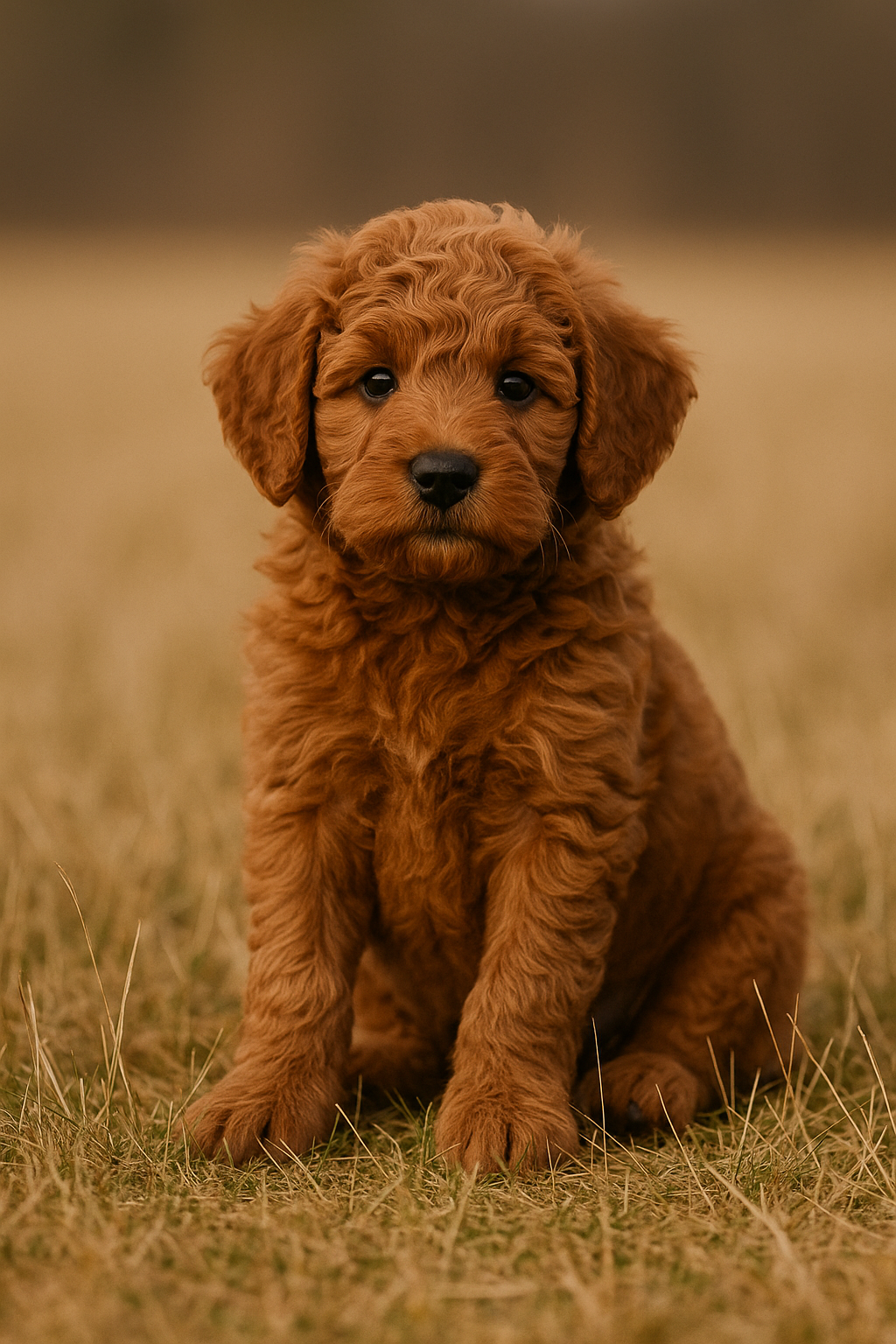 Puppy sitting in the grass